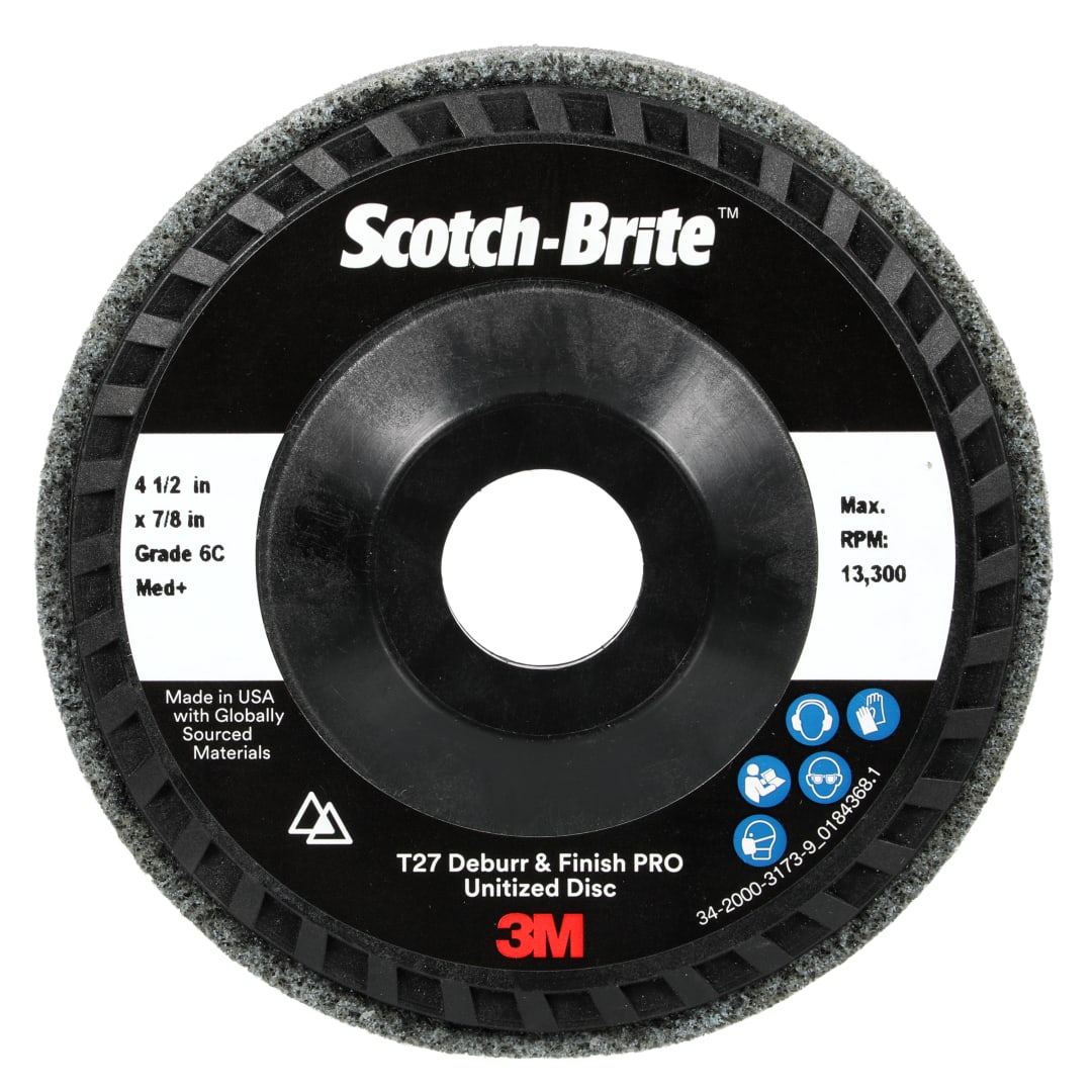 Scotch-Brite™ Deburr and Finish Pro Unitized Disc, DP-UD, 6C Medium+, 114 mm x 22 mm, Type 27
