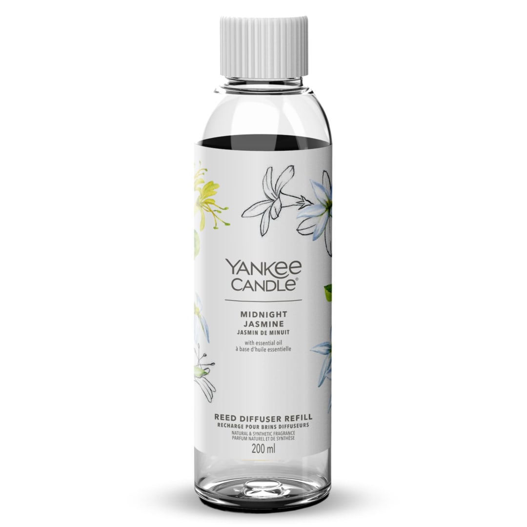 Yankee Candle® Signature Reed Diffuser Refill | Midnight Jasmine | 200ml | Up to 12 Weeks of Fragrance | Perfect Gifts for Women