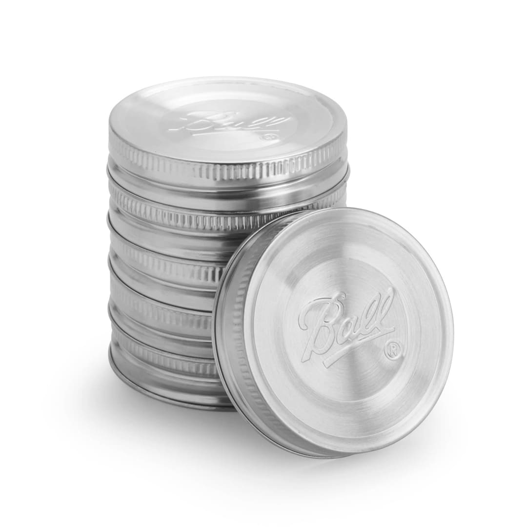 Ball® Jar Stainless Steel One-Piece Mason Jar Lids, Regular Mouth, 6-Pack