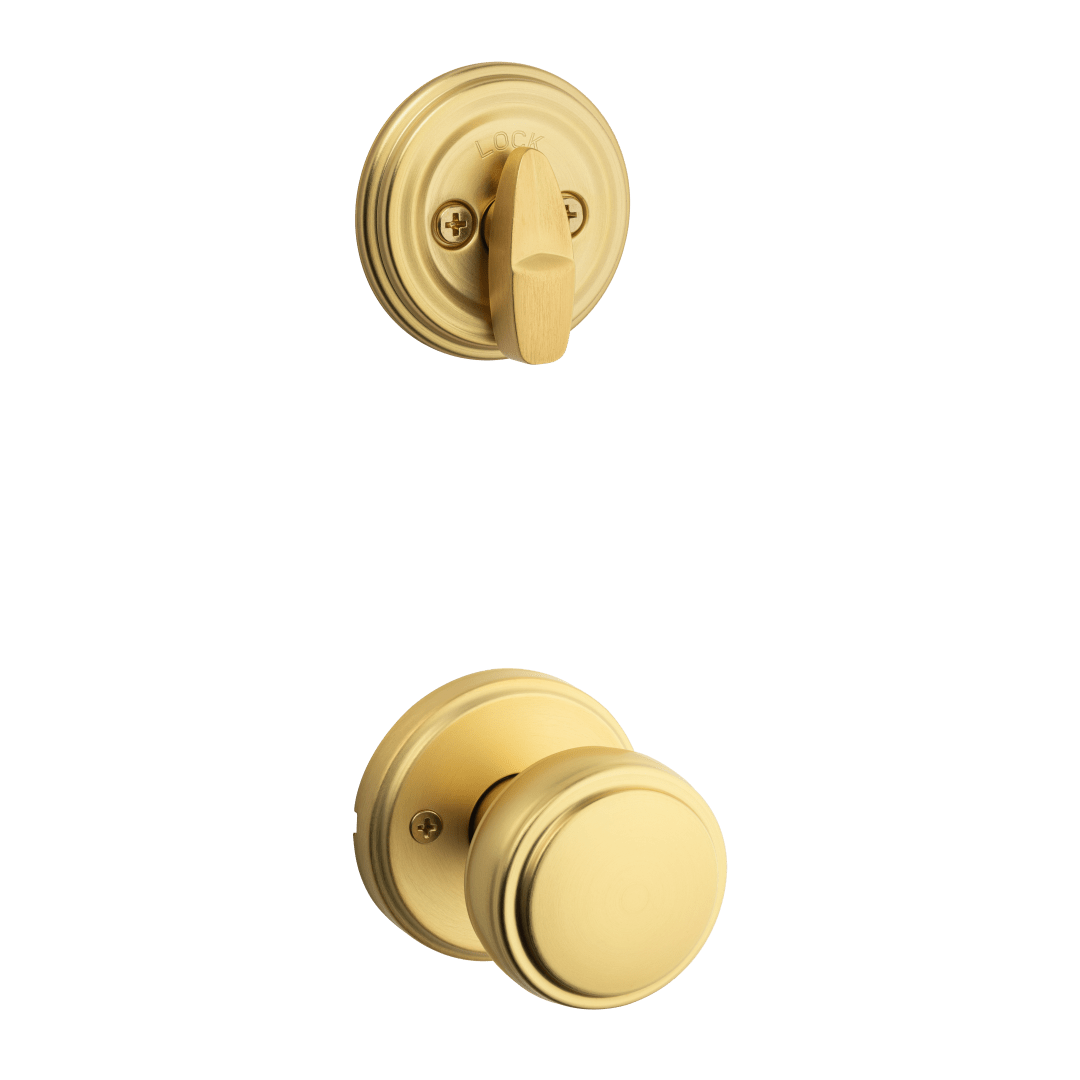 966 Single Cylinder Interior Pack w/ Round Rose Sora Knob for Signature Series Handlesets in Satin Brass