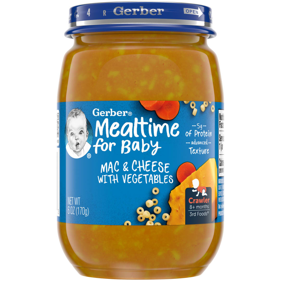 Gerber Stage 3 Baby Food Meal, Mealtime Mac and Cheese with Vegetables, 6 oz Jar