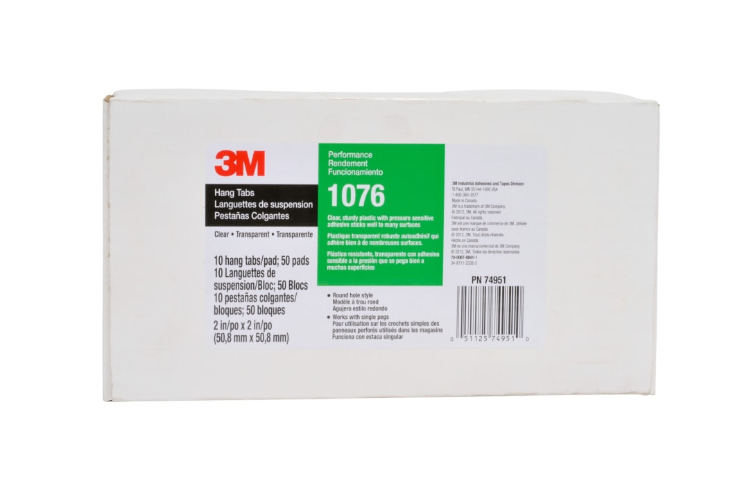 3M™ Hang Tabs selbstklebende Aufhänger 1076, Transparent, 50.8 mm x 50.8 mm