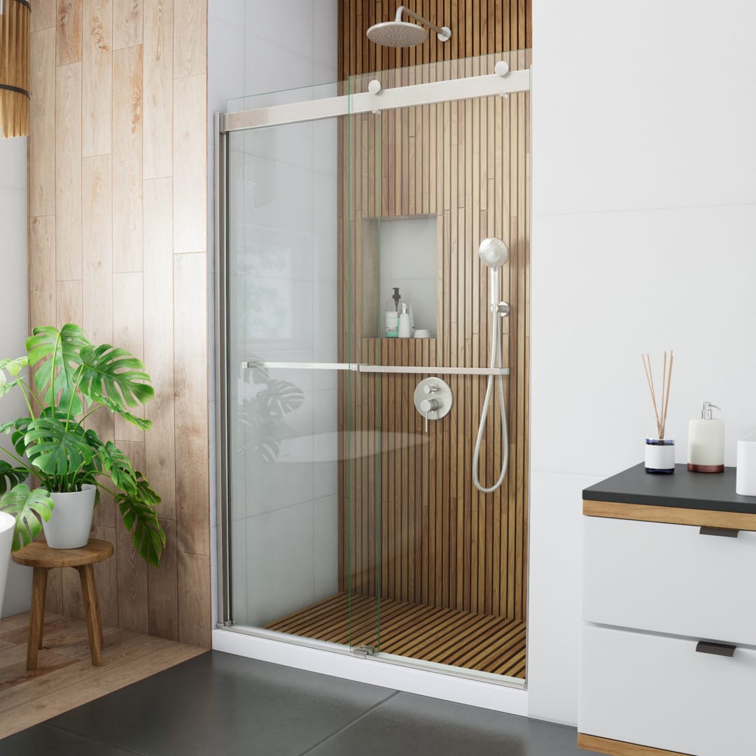 DreamLine Sapphire 44 - 48 inch W x 76 inch H Semi-Frameless Bypass Shower Door in Brushed Nickel