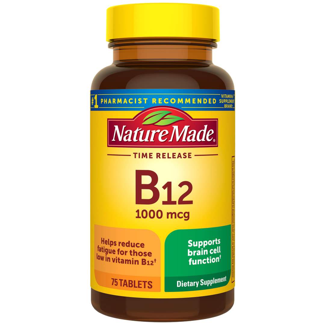 Nature Made Vitamin B12 1000 mcg, Dietary Supplement For Energy Metabolism Support, 75 Time Release Tablets, 75 Day Supply