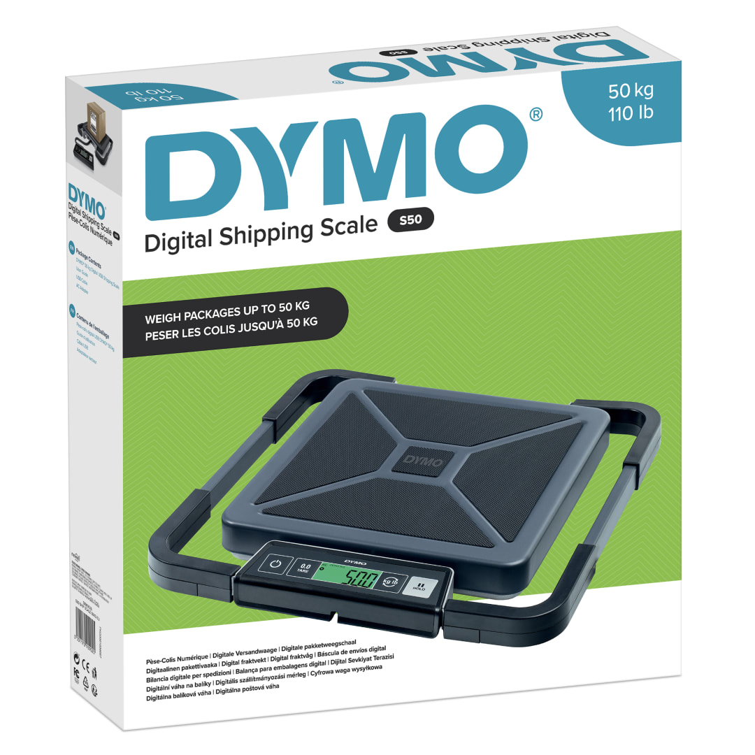 DYMO S50 Báscula digital para envíos | Capacidad de 50 kg | USB/alimentación o pilas AAA