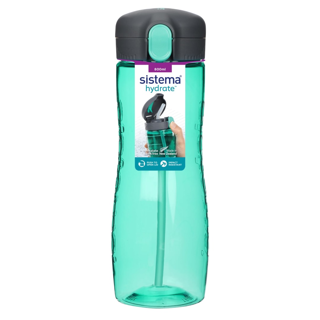 Sistema Hydrate Quick Flip Water Bottle | 800ml. | BPA Free Water Bottle with Straw | Assorted Colours