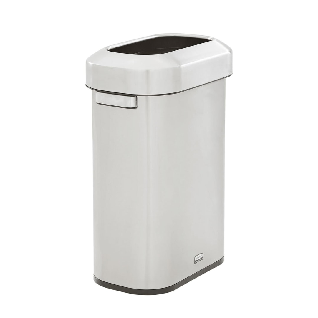 Rubbermaid Commercial Products Refine 15 Gal Slim Trash Can, Stainless Steel