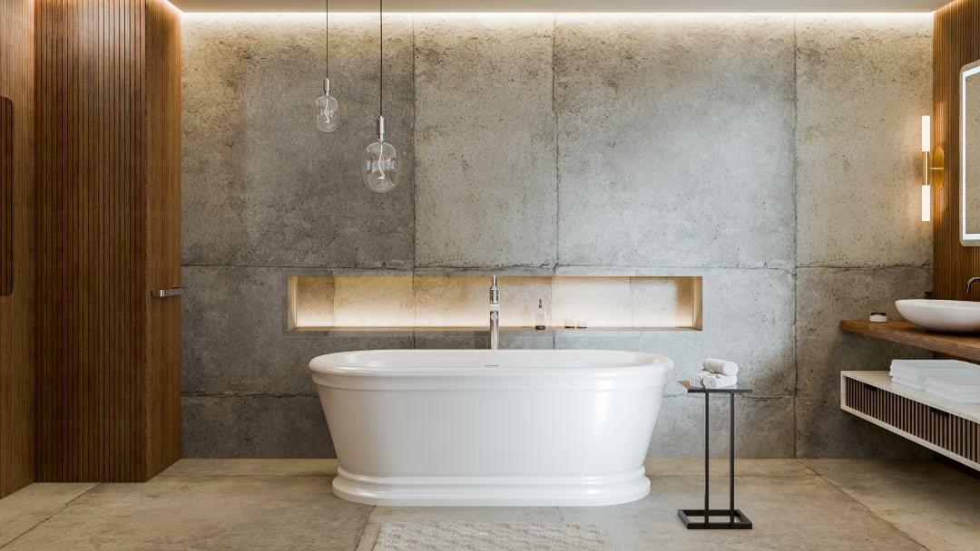 DreamLine Abbey 66 3/4 in. L x 31 1/2 in. W x 23 7/8 in. H Acrylic Double Ended Freestanding Tub, Polished Brass