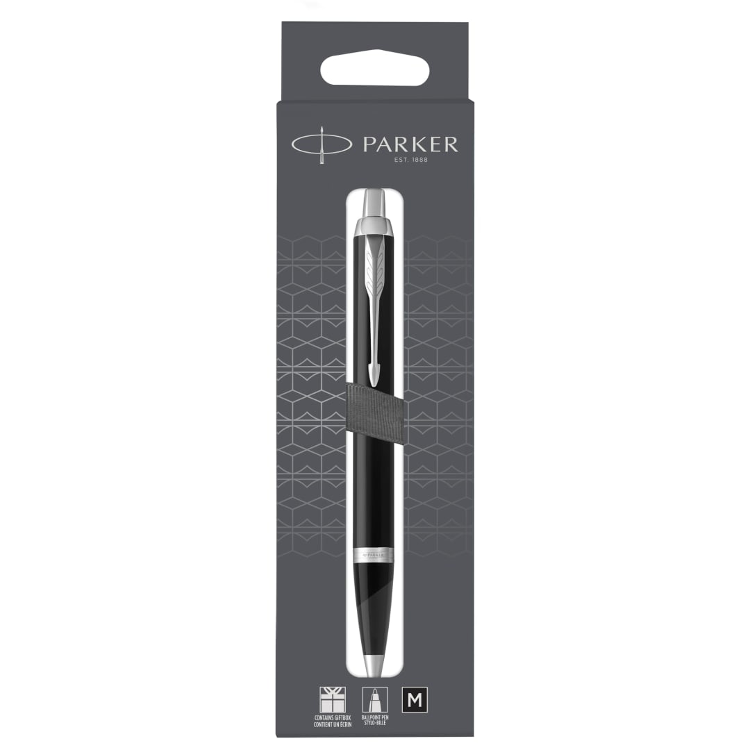 Parker IM Ballpoint Pen, Matte Black with Chrome Trim, Medium Point with Black Ink Refill, Gift Box