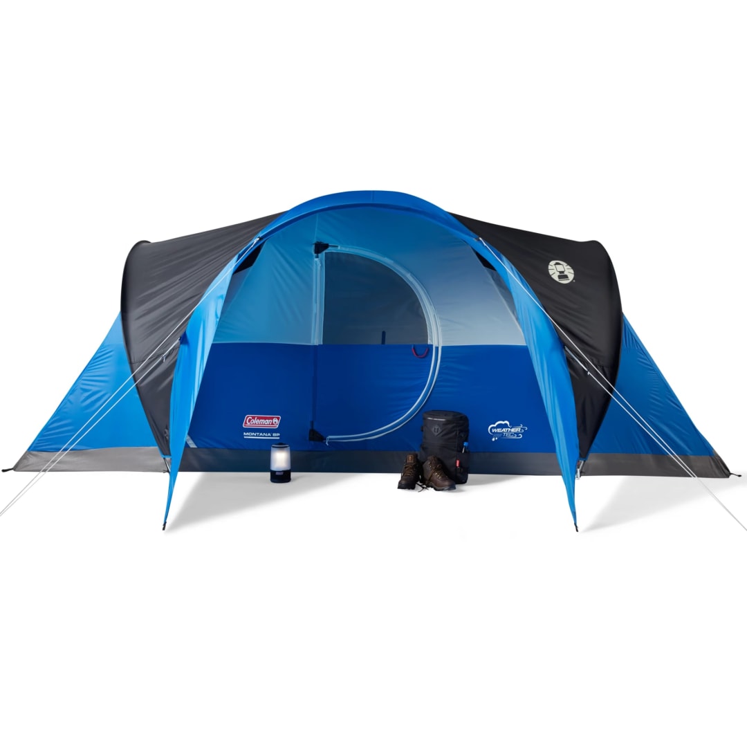 Coleman Montana 8-Person Camping Tent with Rainfly, Weatherproof Family Tent Sets Up in 15 Mins, Fits Multiple Airbeds