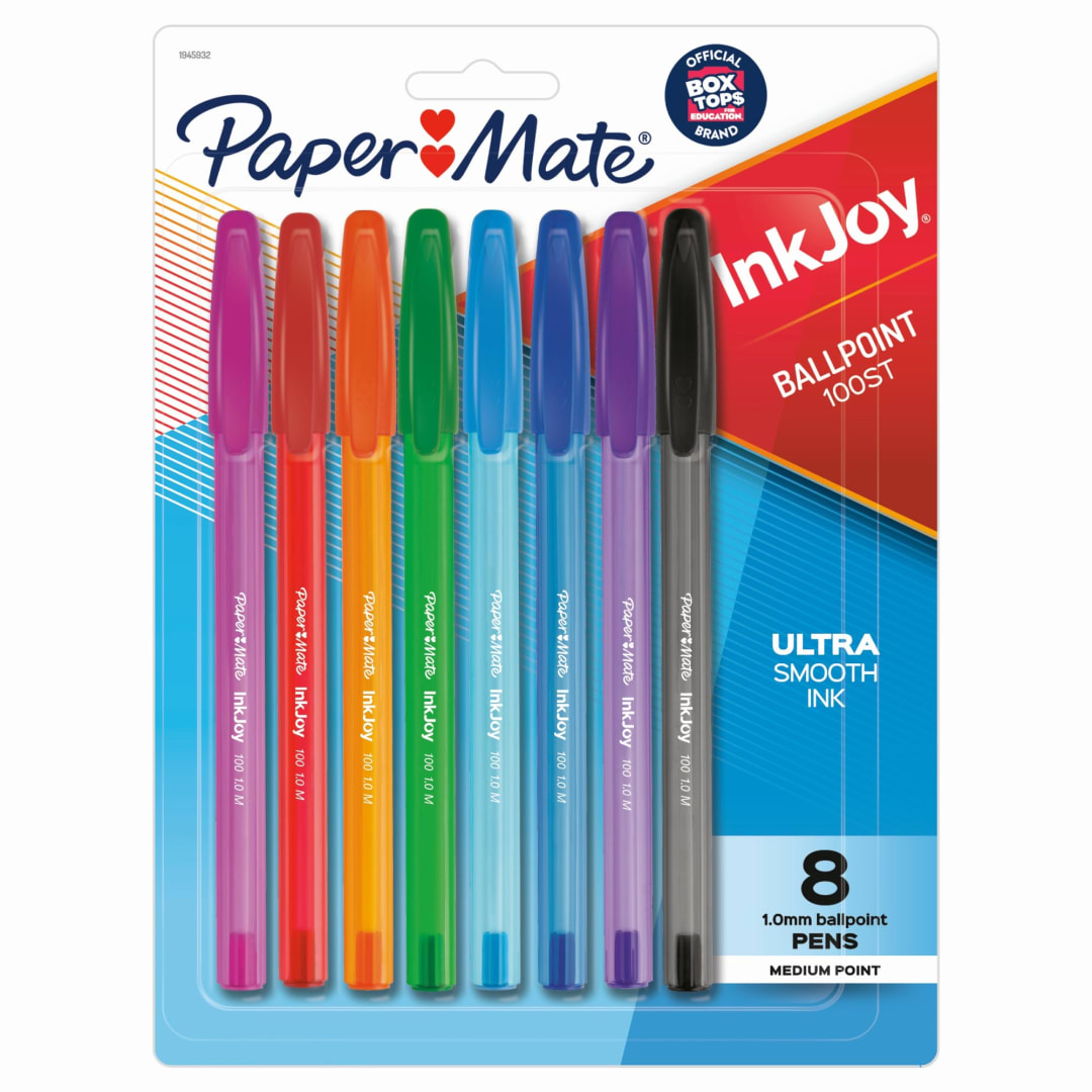Paper Mate® InkJoy® 100ST Ballpoint Pens, Medium Point, Assorted, 8 Pack