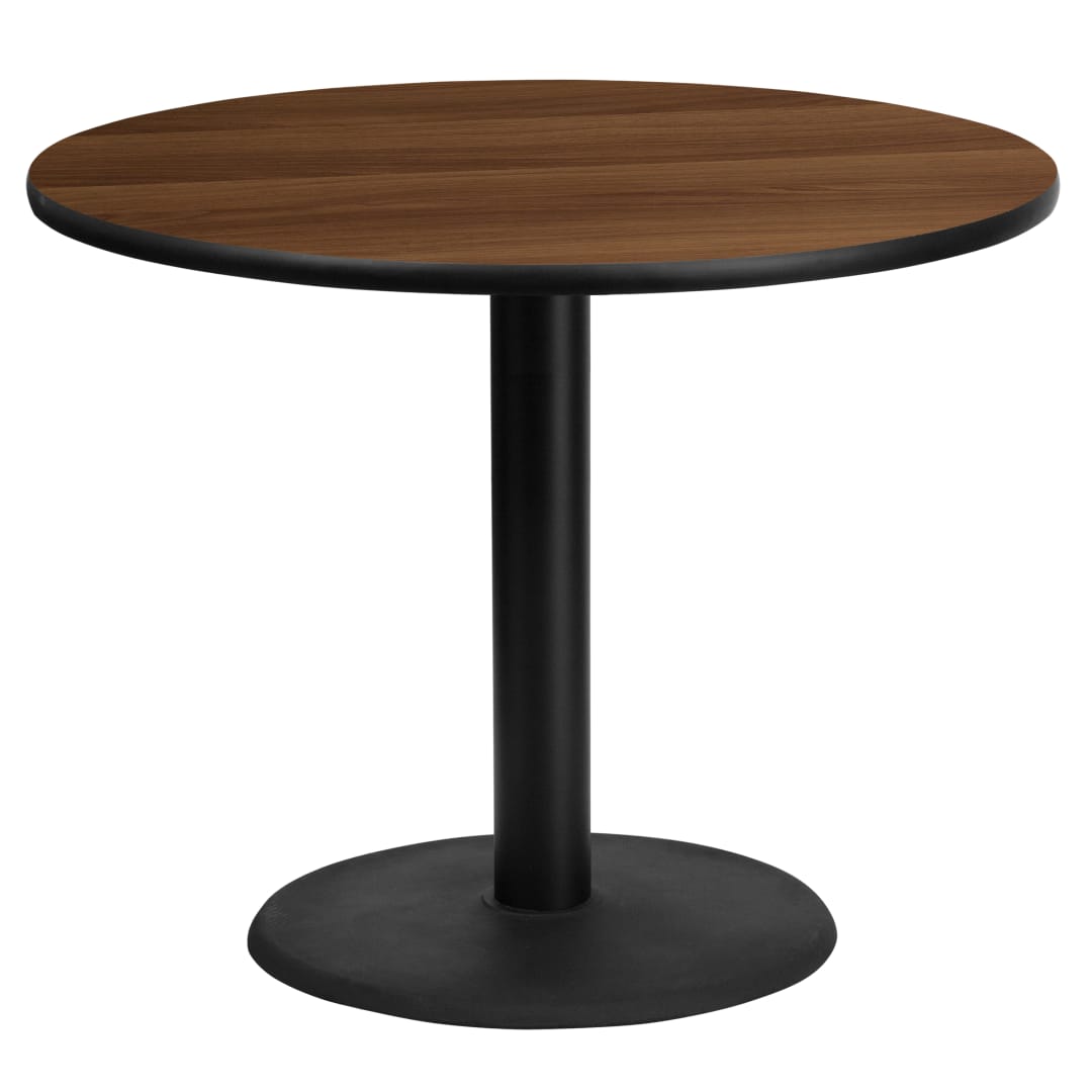 Graniss 36'' Round Walnut Laminate Table Top with 24'' Round Table Height Base