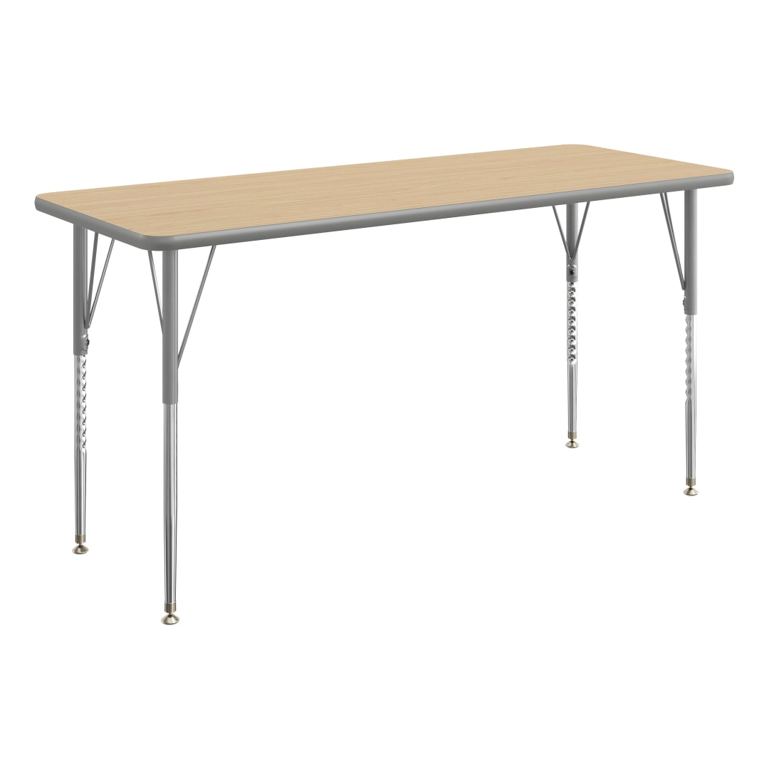 Wren 60" x 24" Adjustable Height Activity Table, Thermal Laminate Top, Standard Legs, Light Natural