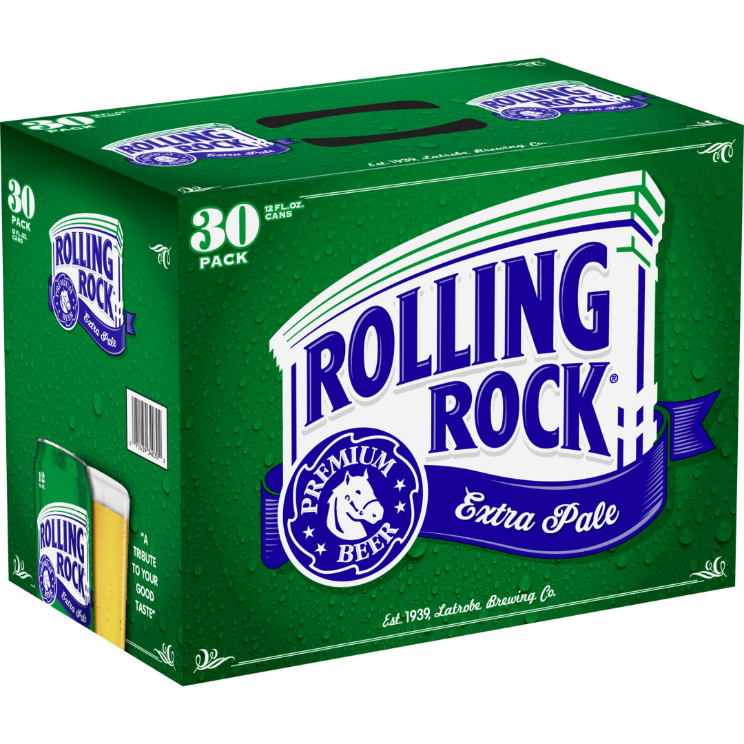 Rolling Rock Extra Pale Beer, 30 Pack 12 fl. oz. Cans, 4.6% ABV