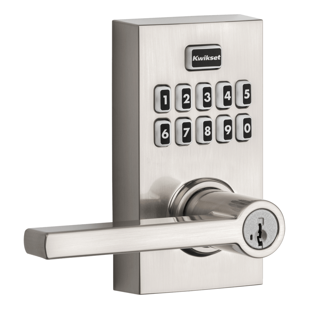 917 SmartCode® Contemporary Electronic Residential Lever featuring SmartKey Security™ in Satin Nickel