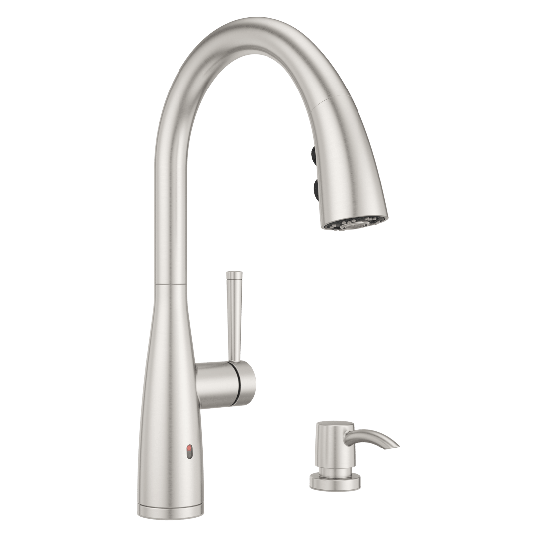 Raya 1-Handle Electronic Pull-Down Kitchen Faucet with Soap Dispenser in Spot Defense Stainless Steel