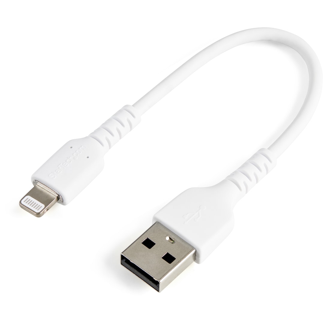 Rugged USB-A to Lightning cable - 15cm, White