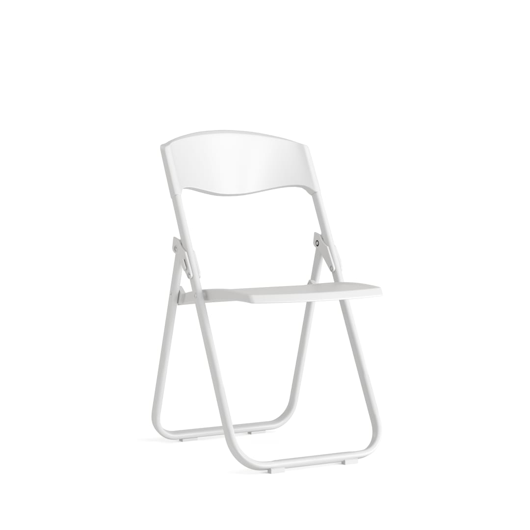 HERCULES Series 500 lb. Capacity Heavy Duty White Plastic Folding Chair with Built-in Ganging Brackets