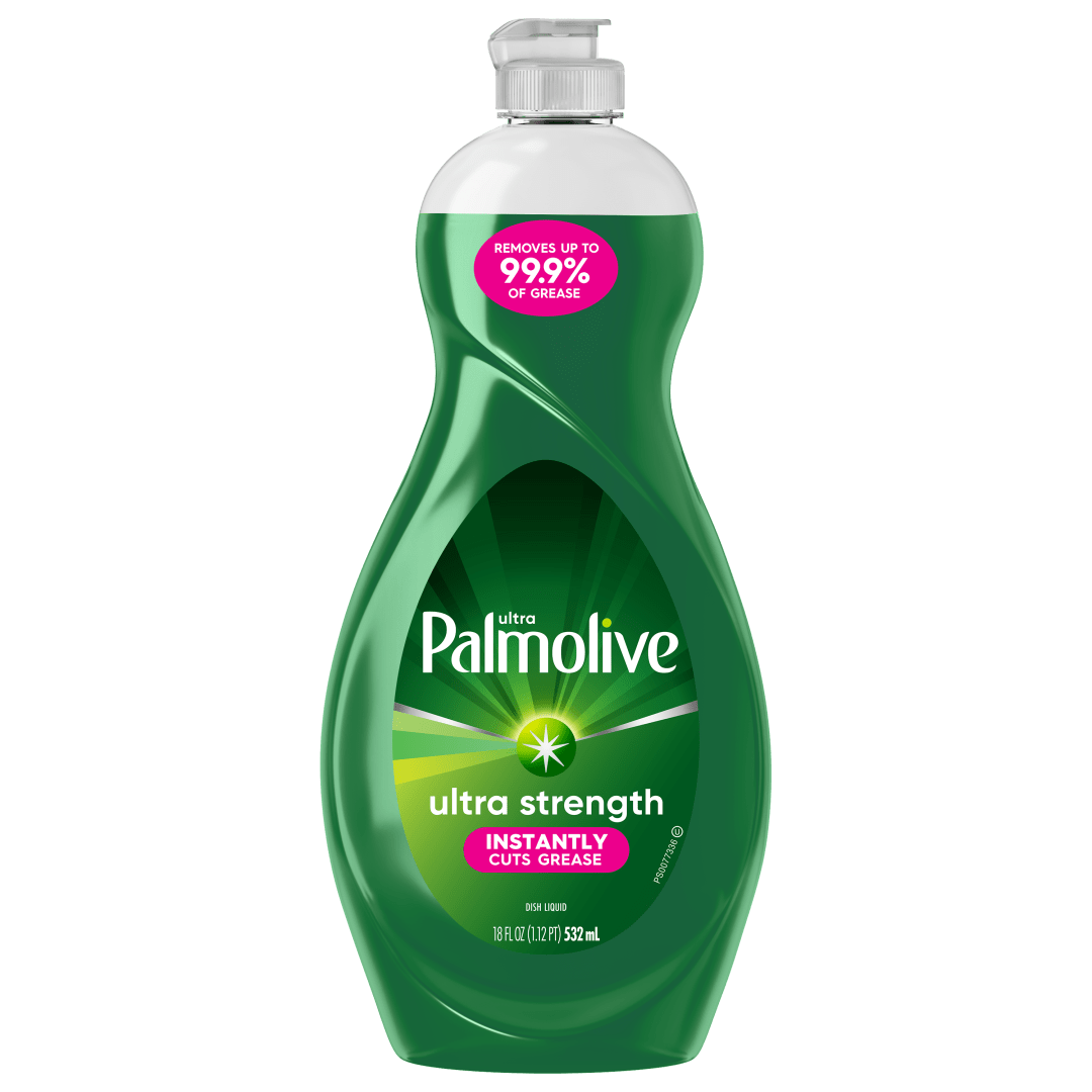 Palmolive Ultra Strength Liquid Dish Soap, Cuts Grease and Grime, No Soaking Needed, Powerful on Plastics, Dishwashing Liquid, 18 fl oz Bottle