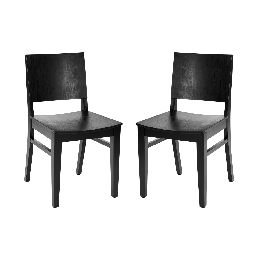 2 Pack Naples Commercial Grade Solid Wood Dining Chairs with Curved Backrests and Black Finish