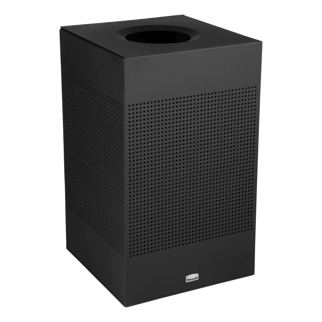 Rubbermaid Commercial Products Silhouettes 20 Gal Square Open Top Trash Can, Textured Black