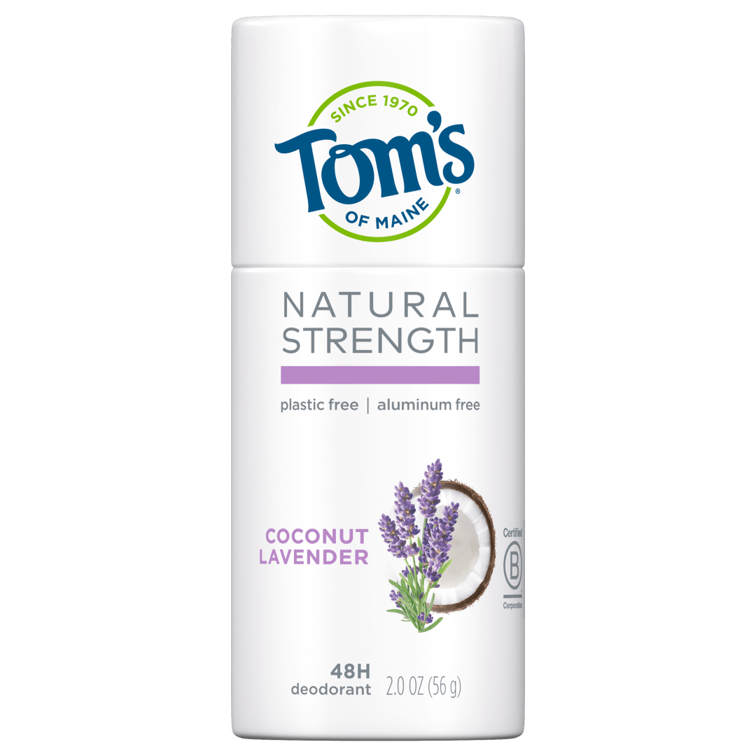 Tom's of Maine Natural Strength Plastic-Free Aluminum-Free Deodorant, Coconut Lavender, 2 oz.