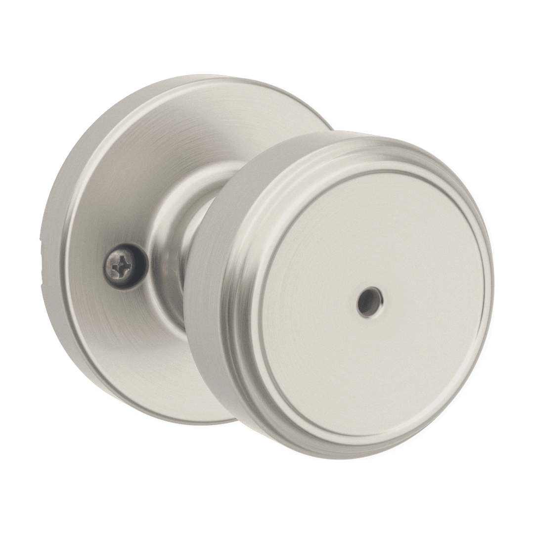Maven Bed/Bath Knob w/ Round Rose in Satin Nickel