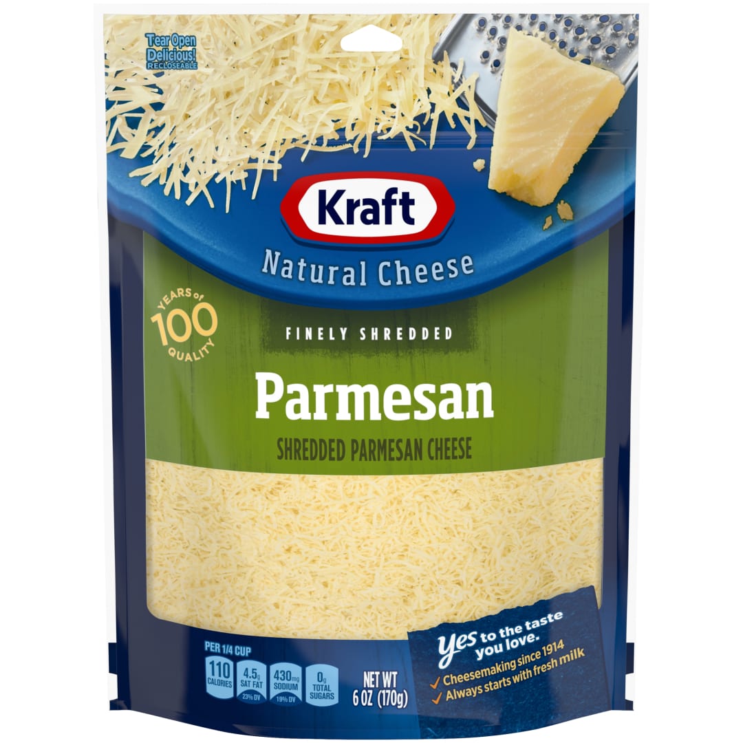 Kraft Natural Parmesan Finely Shredded Cheese, 6 oz Bag