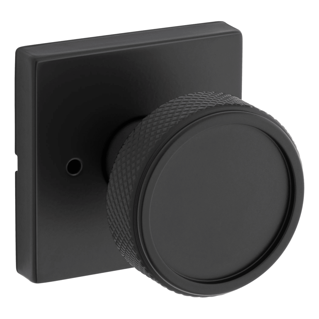 Raya Bed/Bath Doorknob with Square Rosette in Matte Black
