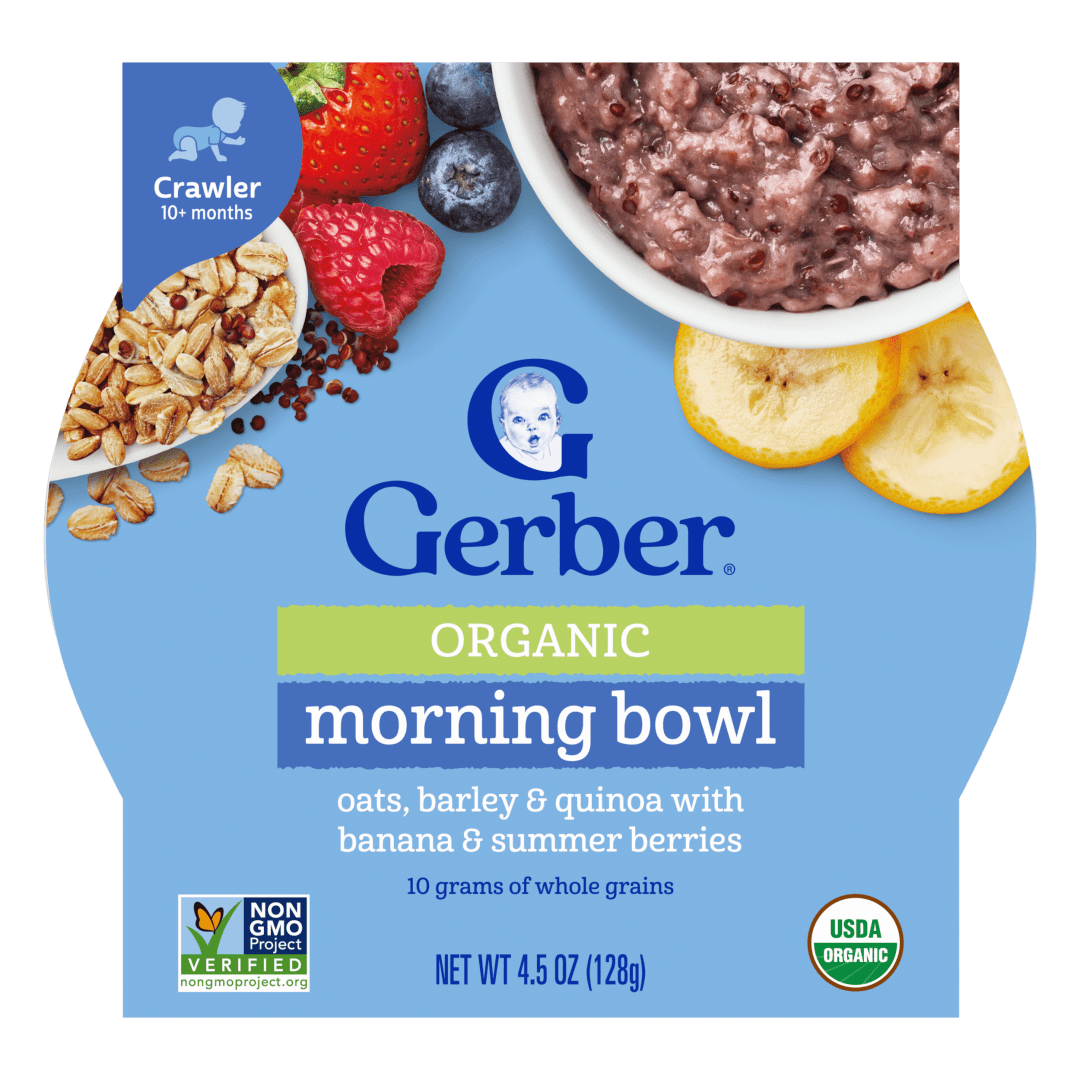 Gerber Stage 3 Baby Food, Organic Morning Bowl, Oats Barley & Quinoa, Baby Oatmeal