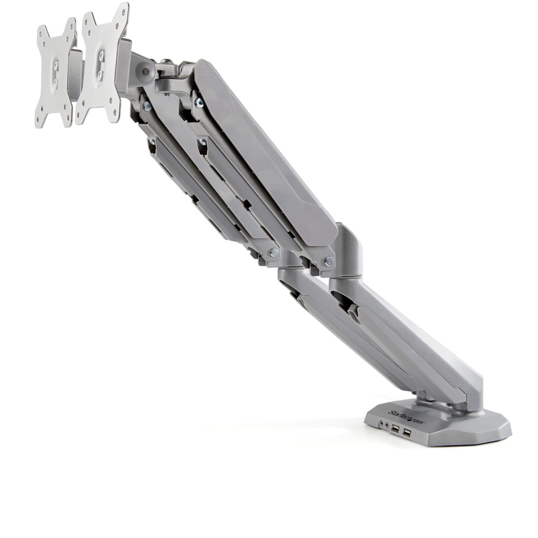 Dual Monitor Stand with independent Arms - Silver