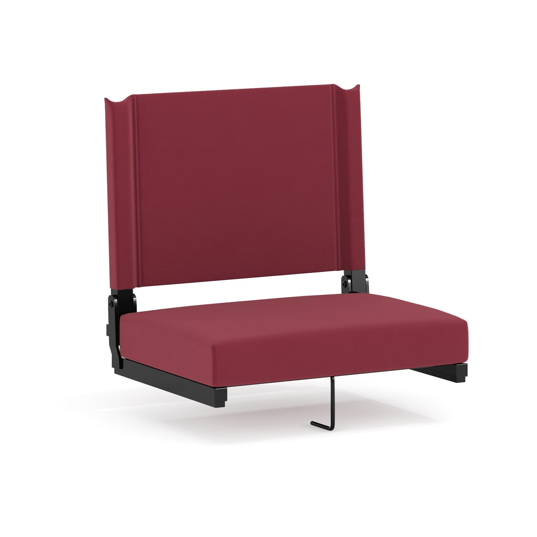 Grandstand Comfort 500 lb Capacity Padded Stadium Chairs, Folding Seats with Handles, Lightweight &amp; Durable, Maroon
