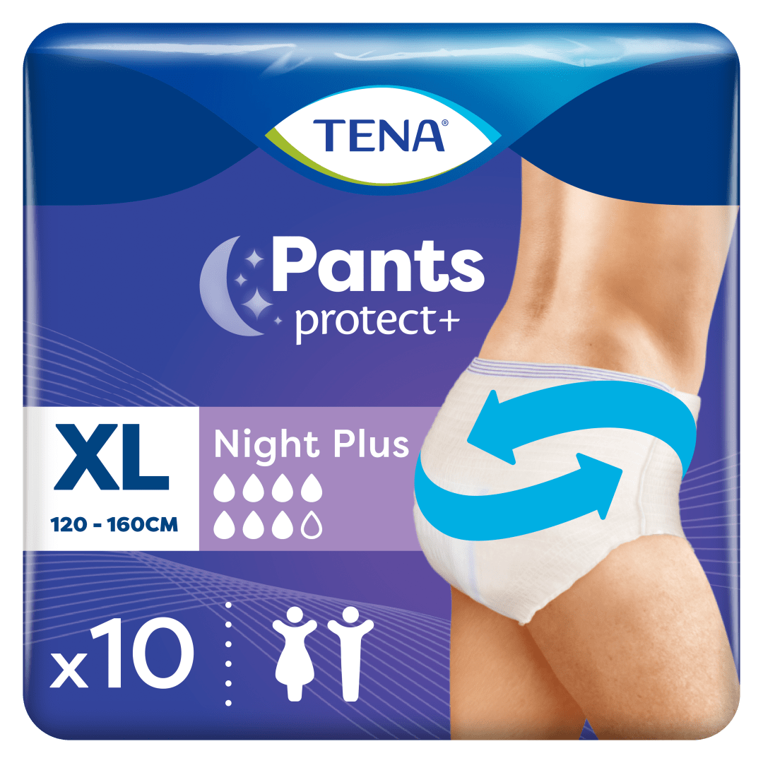 TENA ProSkin Pants Night – Disposable Incontinence Underwear for Moderate to Heavy Night-Time Leakage with Lie Down Protection, Odour Control &amp; Triple Skin Protection - X-Large, Pack of 10