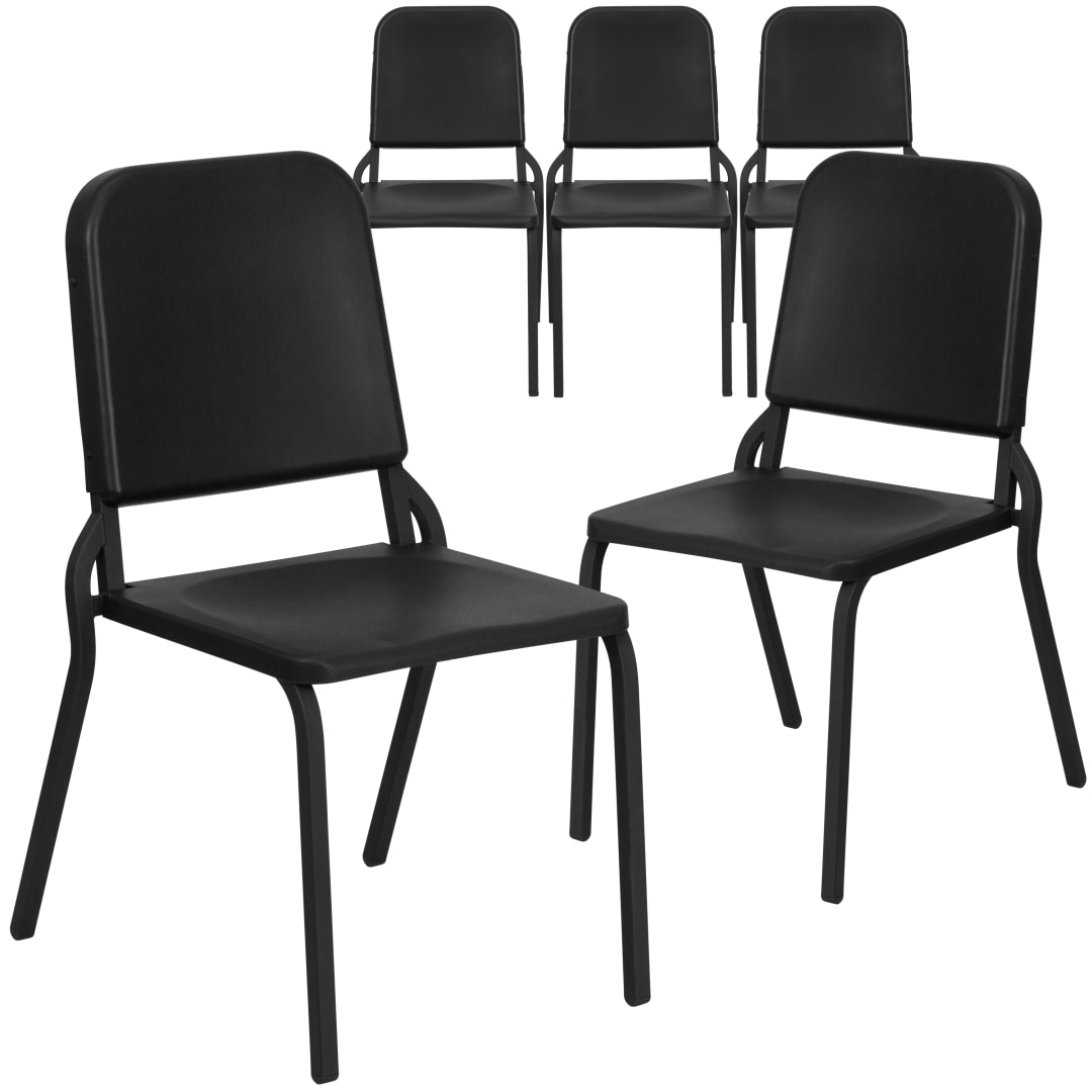 5 Pack HERCULES Series Black High Density Stackable Melody Band/Music Chair