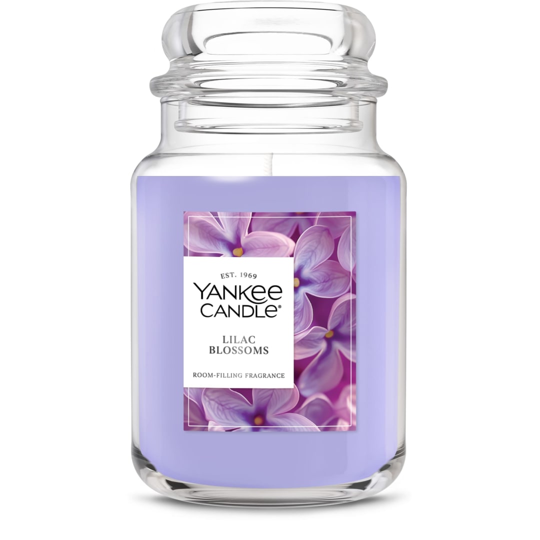 Yankee Candle Large Jar Scented Candle with up to 150 Hour Burn Time, Premium Plant Wax Blend for Consistent Burn, 22 oz Jar Candle with Room Filling Fragrance, Lilac Blossoms