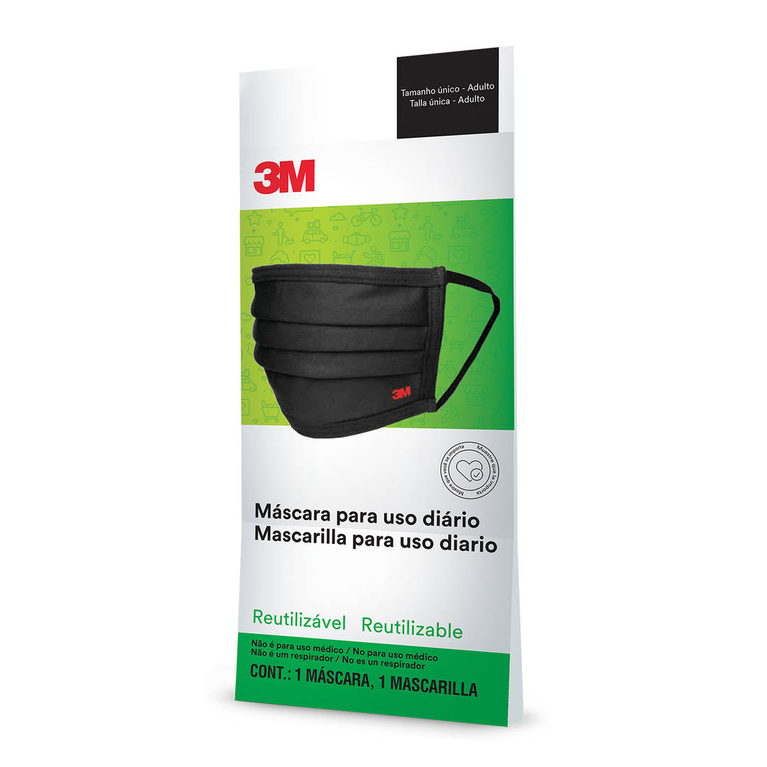 Máscara Reutilizável 3M™, Preta, 1/Pacote, 36 Pacotes/Caixa