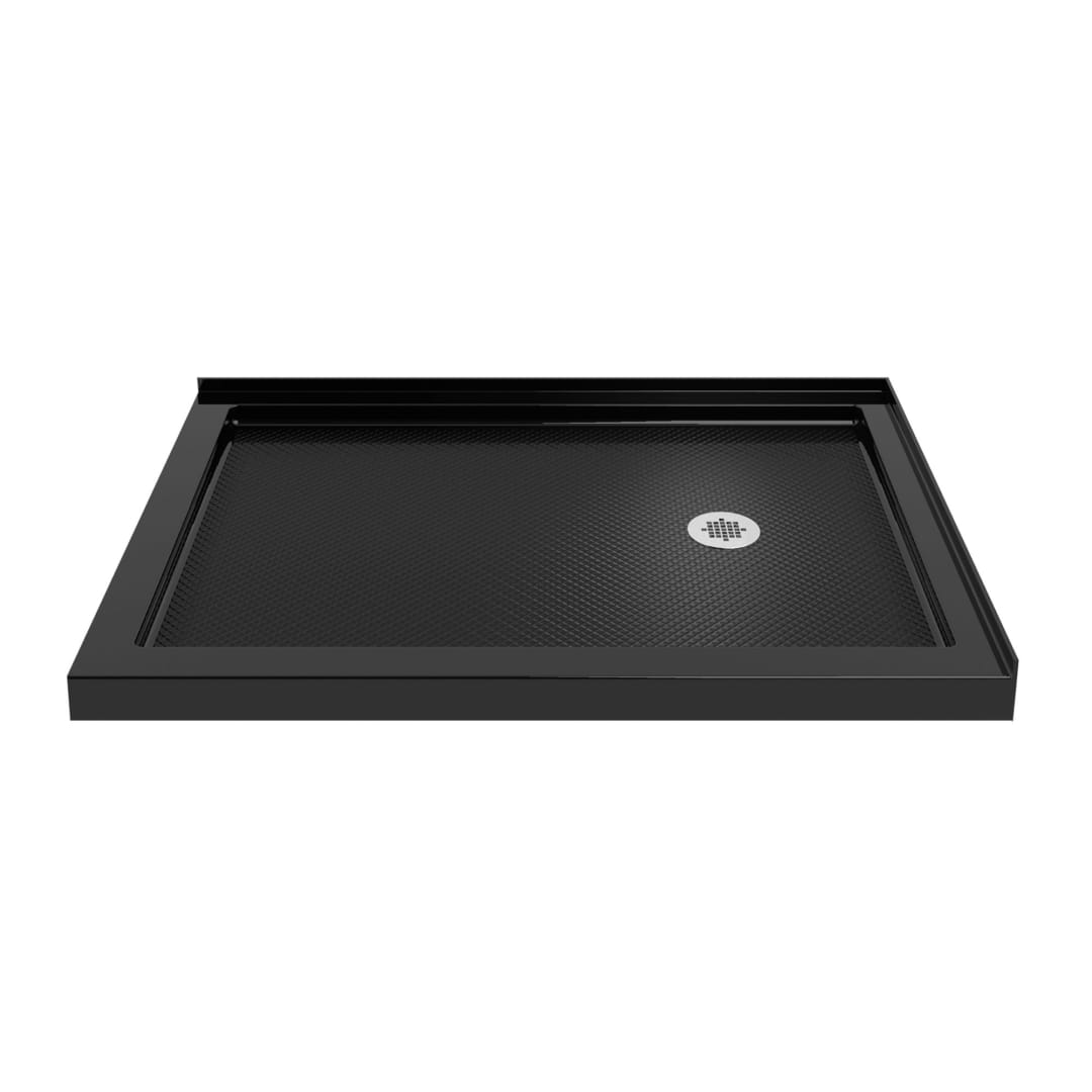 DreamLine SlimLine 36 inch D x 48 inch W x 2 3/4 inch H Right Drain Double Threshold Shower Base in Black