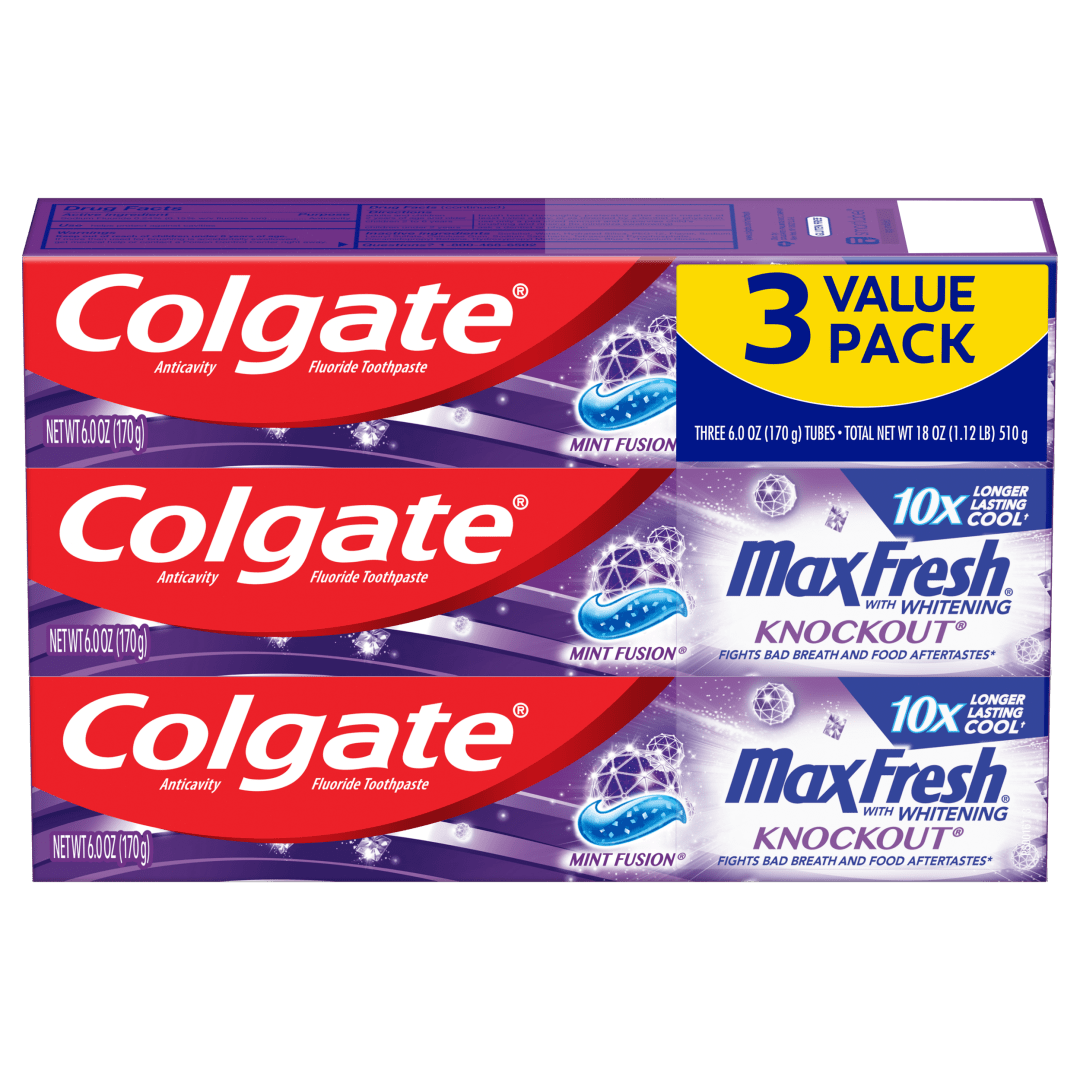 Colgate MaxFresh KnockOut Toothpaste Mint Fusion - 6. Ounce (3 Pack)