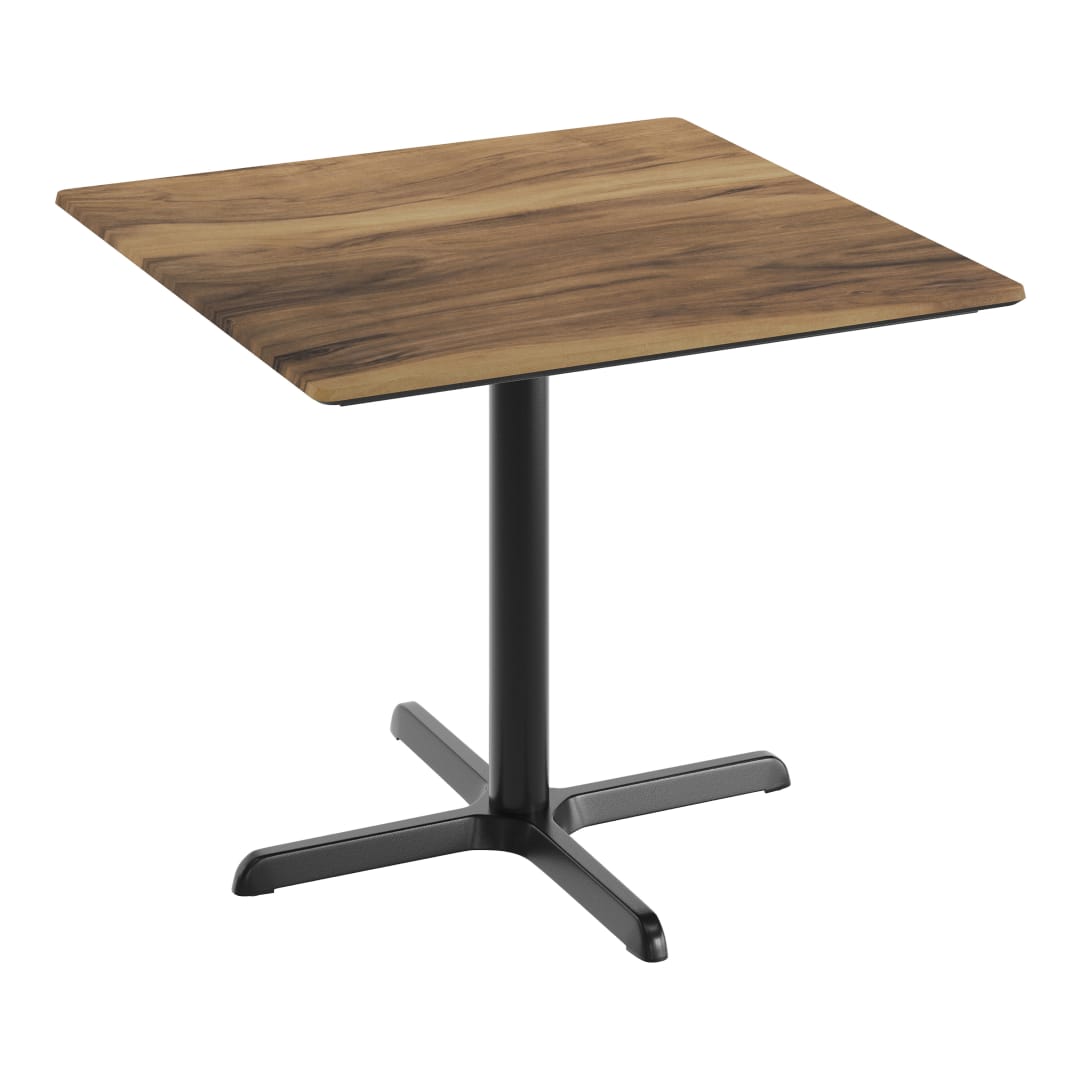 TopGuard 36" Square Tabletop with Seamless Surface Technology in Natural with 30" x 30" Black Table Height X-Base