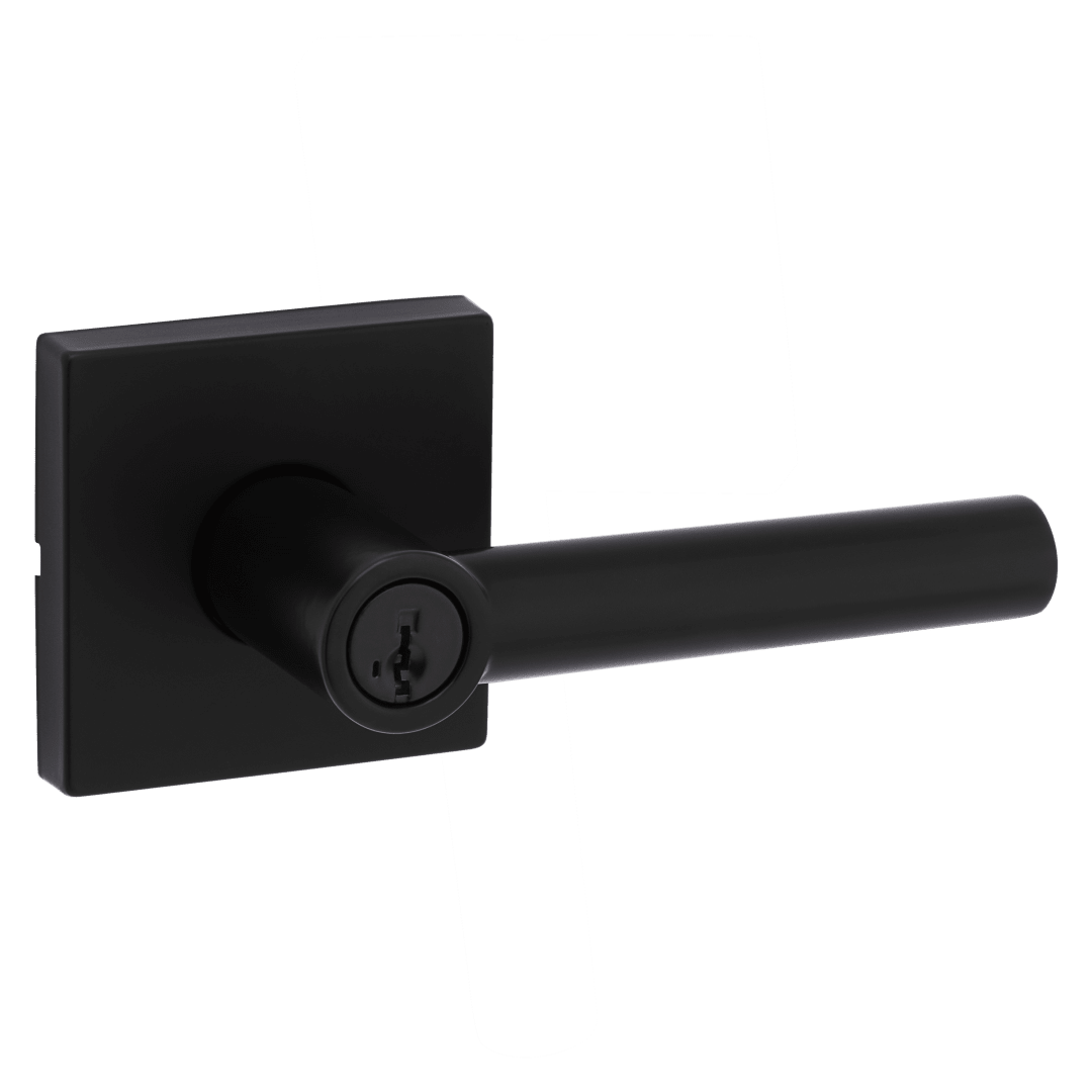 Milan Keyed Entry Lever in Matte Black featuring SmartKey Security