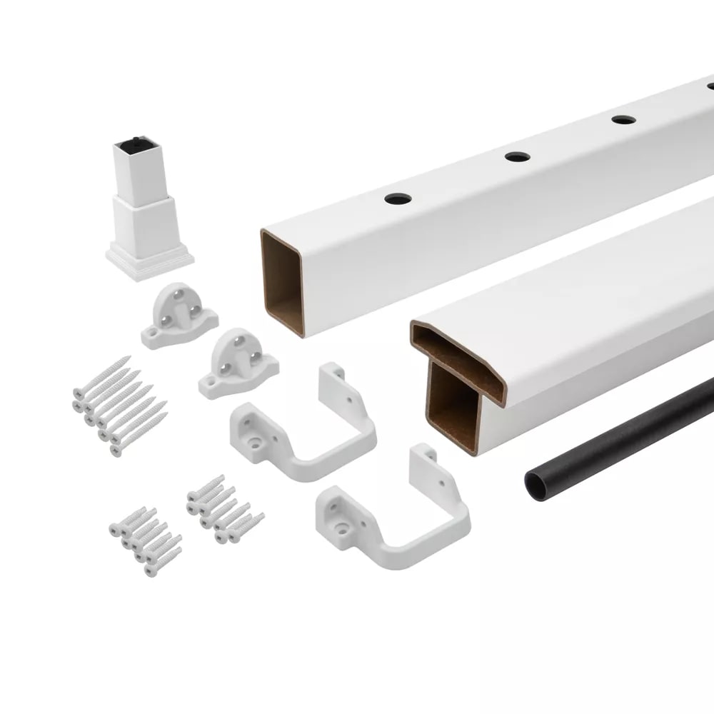8-ft x 36-in Select® Horizontal T-Rail Kit with Round Aluminum Balusters - Classic White