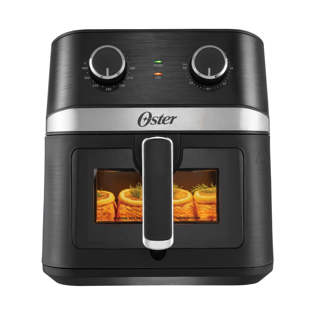 Oster 6.3-Qt. Manual Air Fryer, Large Air Fryer with Removable Tray, Viewing Light and Window, Manual Time and Temperature Controls