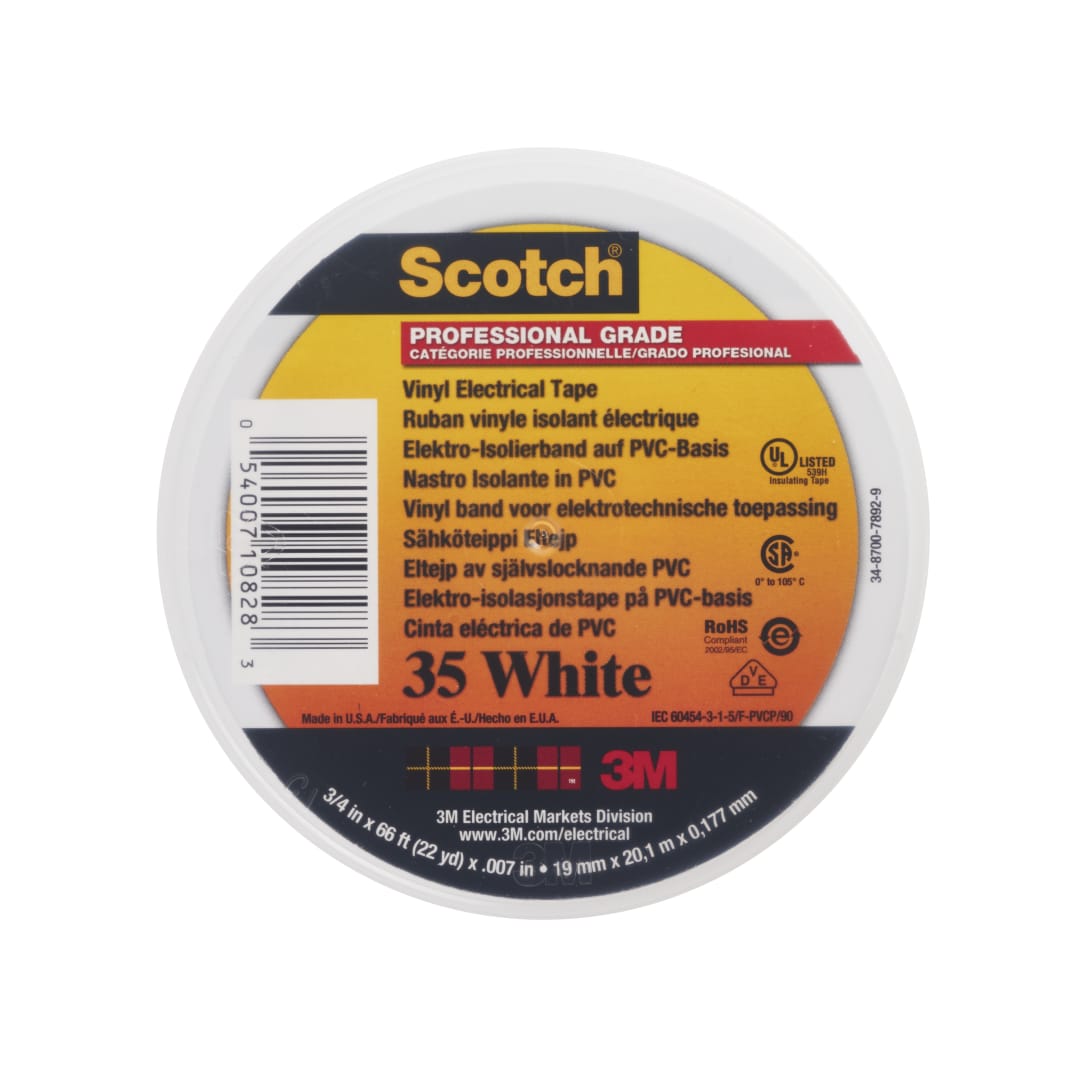 Scotch® 35 Vinylová elektrická páska, biela 19 mm x 20 m