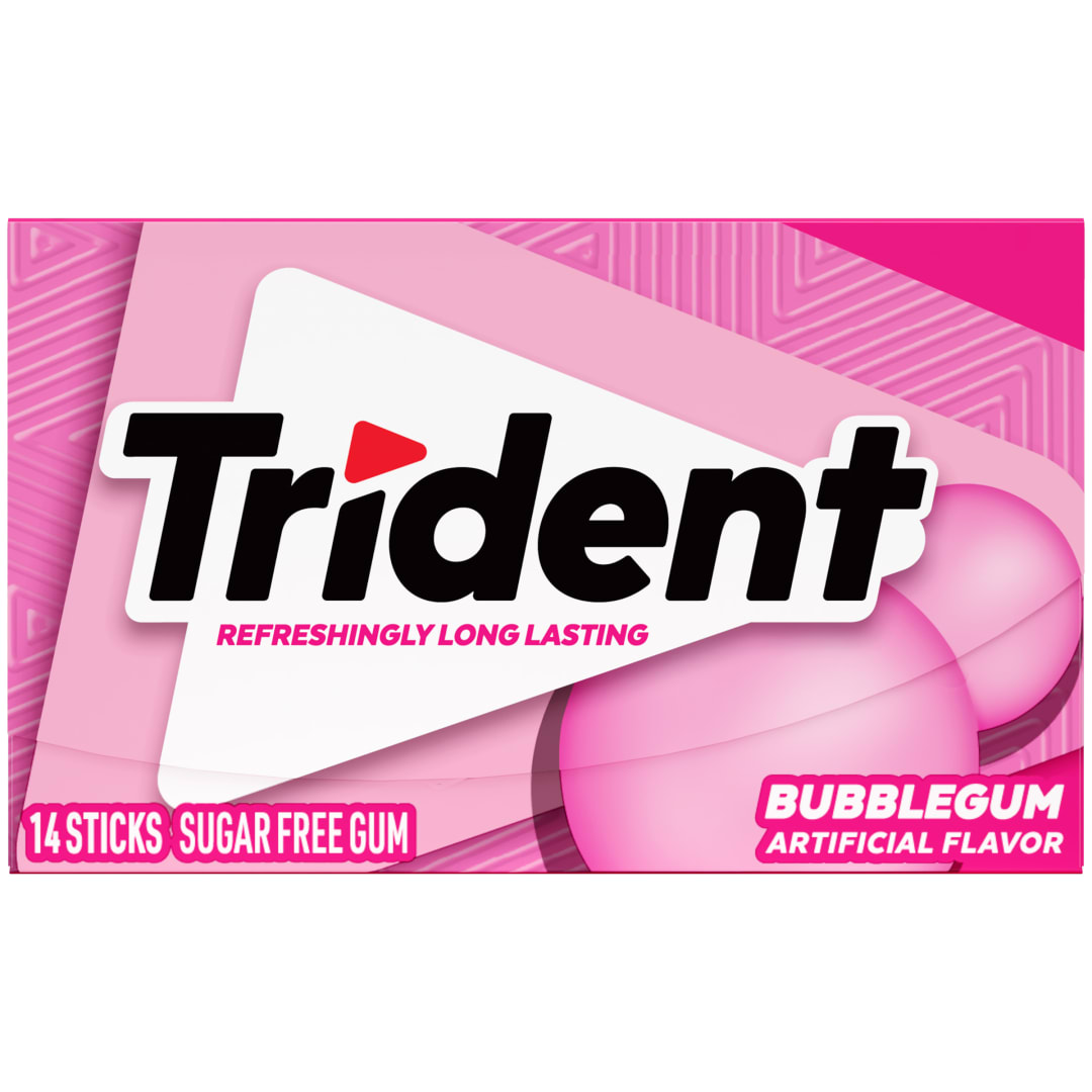 Trident Sugar Free Chewing Gum Bubblegum 14 pc Single