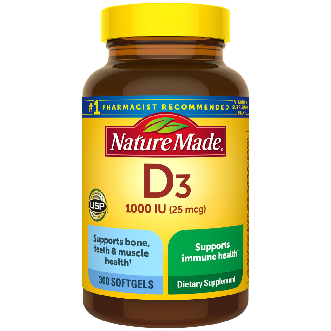 Nature Made Vitamin D3 1000 IU (25 mcg) Softgels, 600 Count, Twin Pack