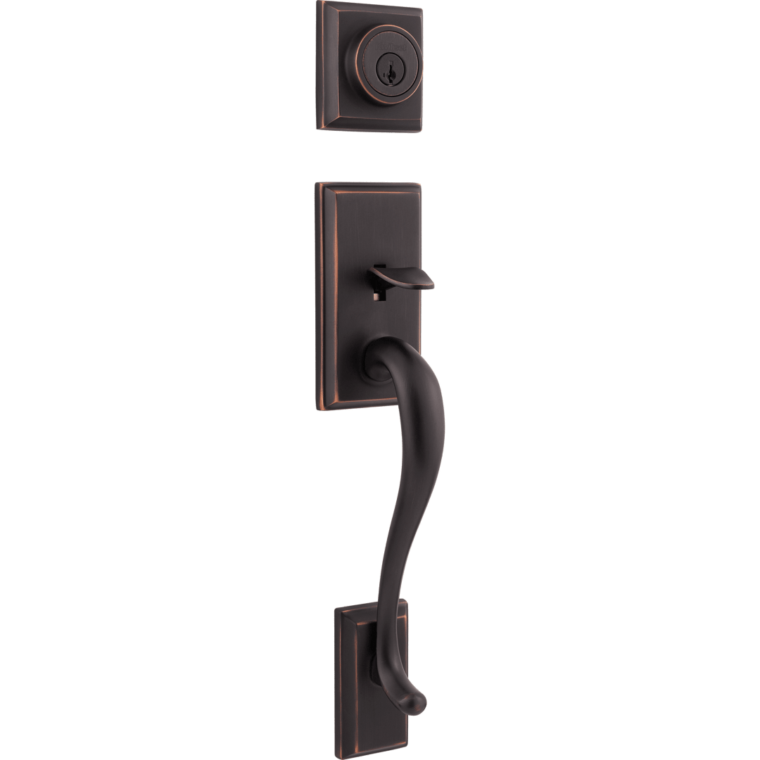 Hawthorne Double Cylinder Exterior Only Handleset featuring SmartKey Security™ in Venetian Bronze