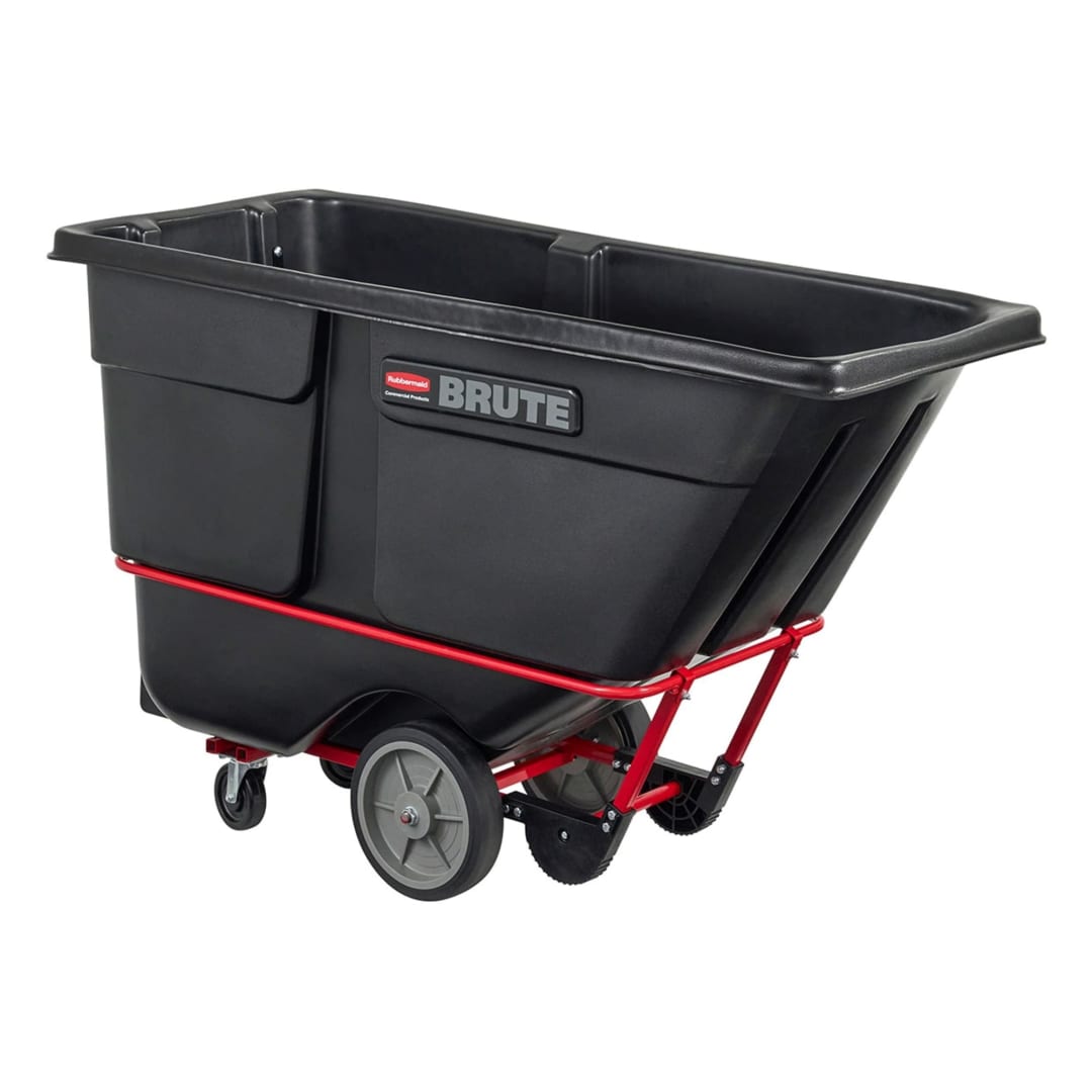 Rubbermaid Commercial Products BRUTE Tilt Dump Truck/Trash Cart/Garbage Collection/Recycling, 1 Cubic Yard, Heavy Load Capacity, 2,100 lbs., Black, Distribution Centers/Warehouse/Manufacturing/Construction (FG131600BLA)
