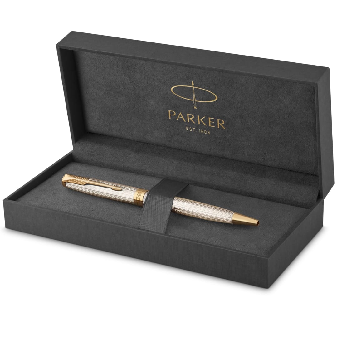 Parker Sonnet Ballpoint Pen | Silver Mistral | Medium Point | Gift Box