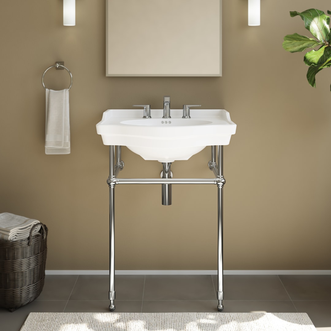 Prism 24 in. W x 38 in. H Console Sink, 8 in. Faucet Drilling, Polished Stainless Steel