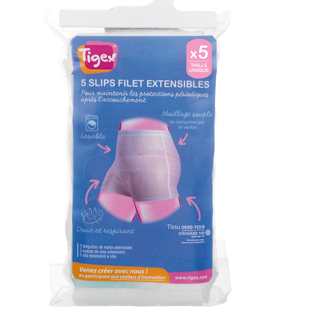 Tigex bragas de malla extensible | talla única | blanco | 5 unidades